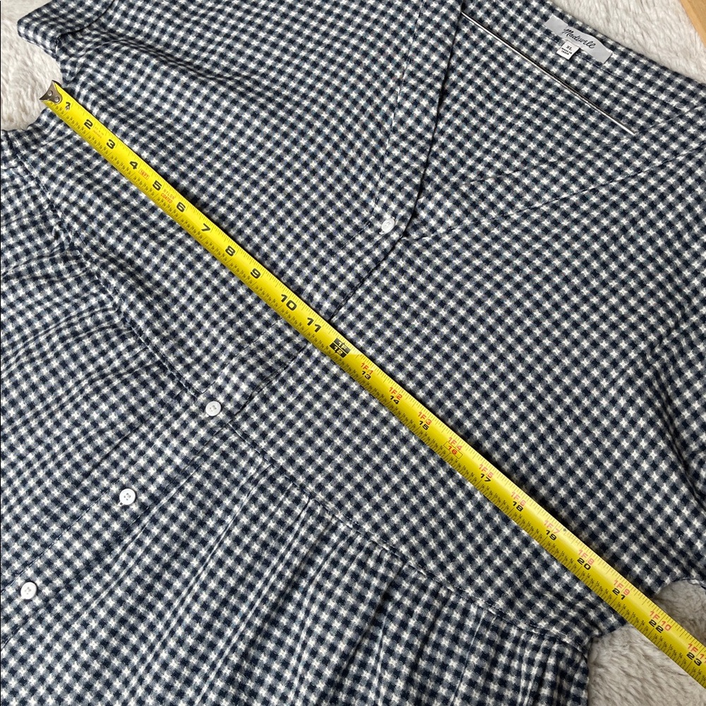 Madewell Cuff-Sleeve Button-Front tiered Mini Dress in Gingham Check XL - Picture 8 of 9